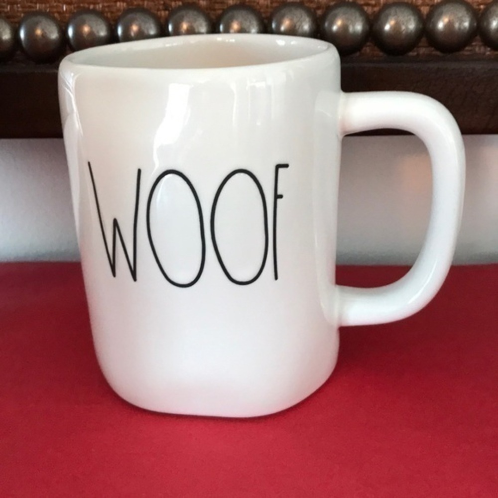 Rae Dunn - 3/$48 - ‘Woof’ ceramic mug. Small letters. NWT Firm!